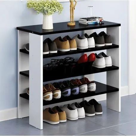 Multi-Tier Black Shoe Storage Rack